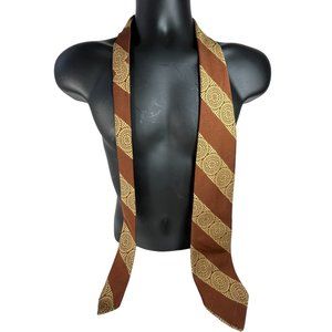 Alessandro Di Milano Tie Vintage Striped Gold Brown Tribal Print Mens Ties OS